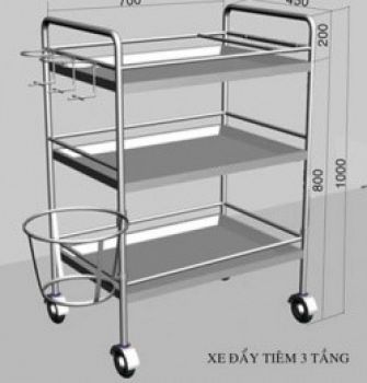 Xe đẩy 3 tầng Inox